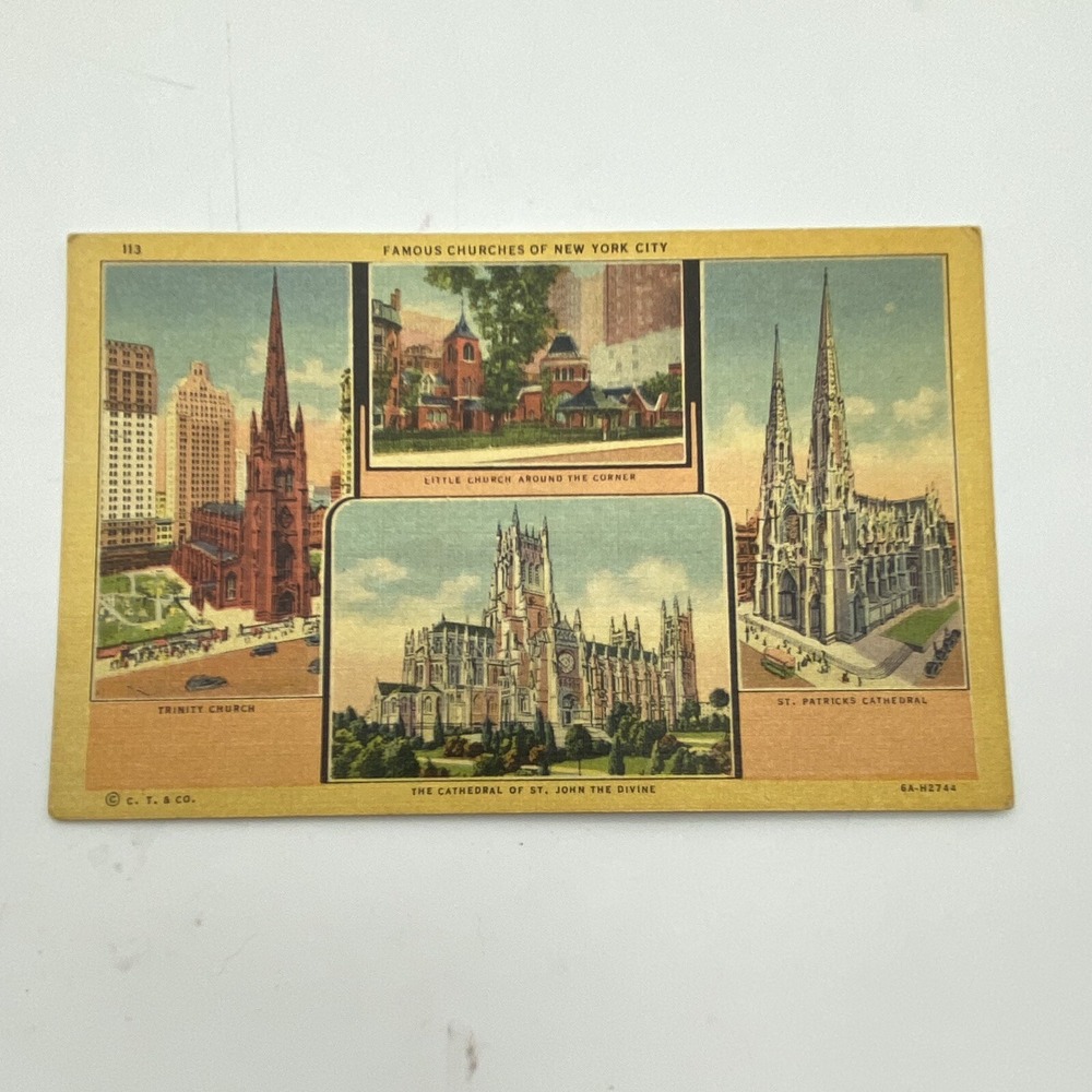 Vintage‎ New York City Postcard Famous Churches St Patrick StJohn Trinity Little
